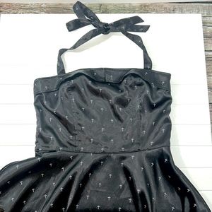 Hell Bunny Halter Cross Print Dress